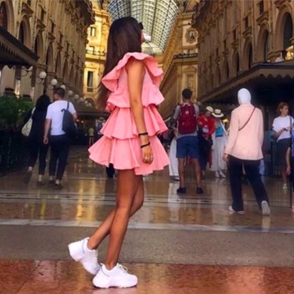 ZARA LIMITED EDITION RUFFLED ASYMMETRIC DRESS - Picture 6 of 17